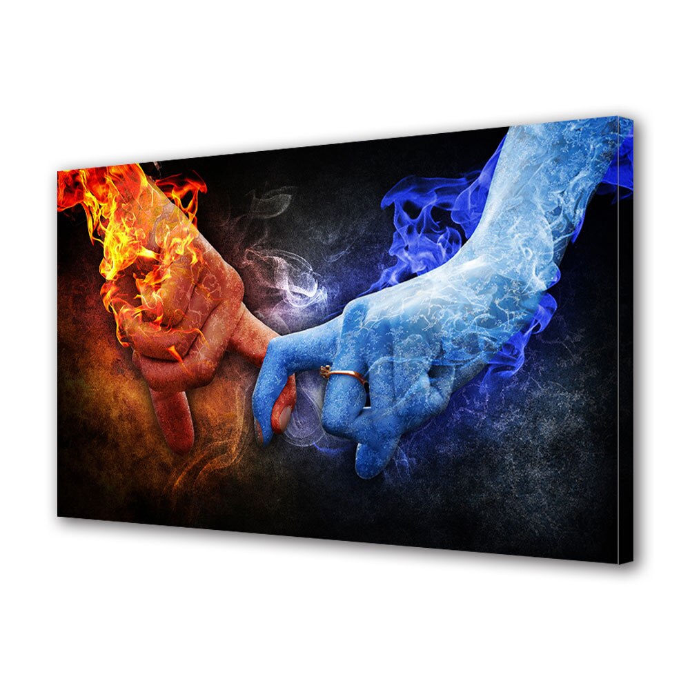 Tablou Canvas Premium, Art Star, Foc si gheata, Abstract, Panza pe cadru de lemn, Decoratiuni Moderne pentru Casa, 20 x 30 cm