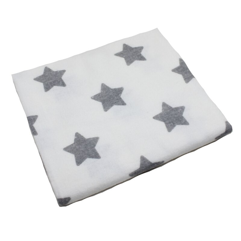 Scutec bumbac, alb cu stelute mari gri, 80x70 cm