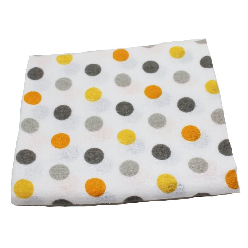 Scutec bumbac, alb cu buline galbene si gri, 80x70 cm