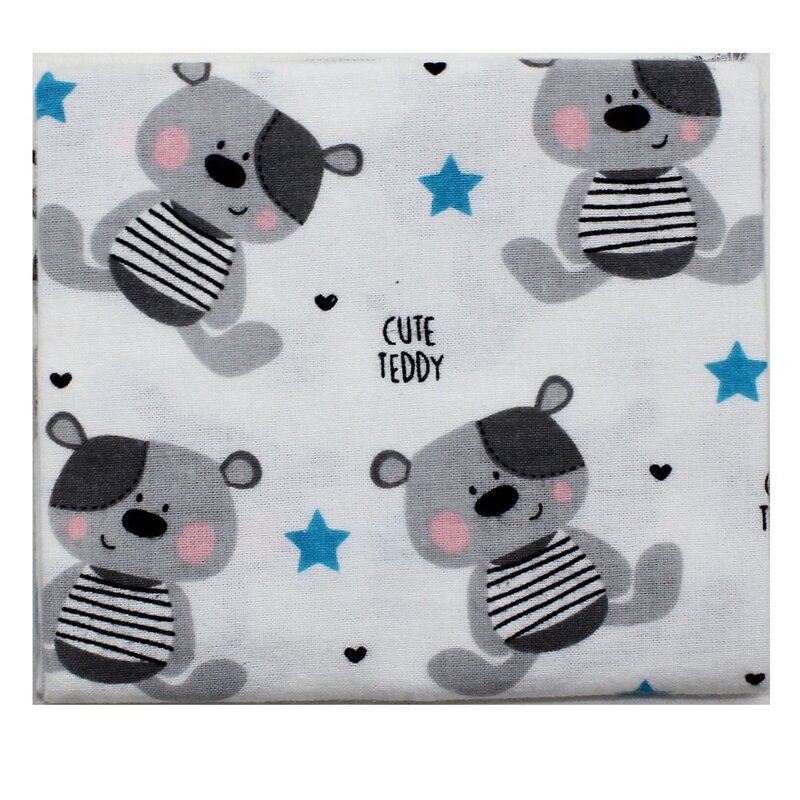 Scutec bumbac, Cute teddy, alb cu gri, 80x70 cm