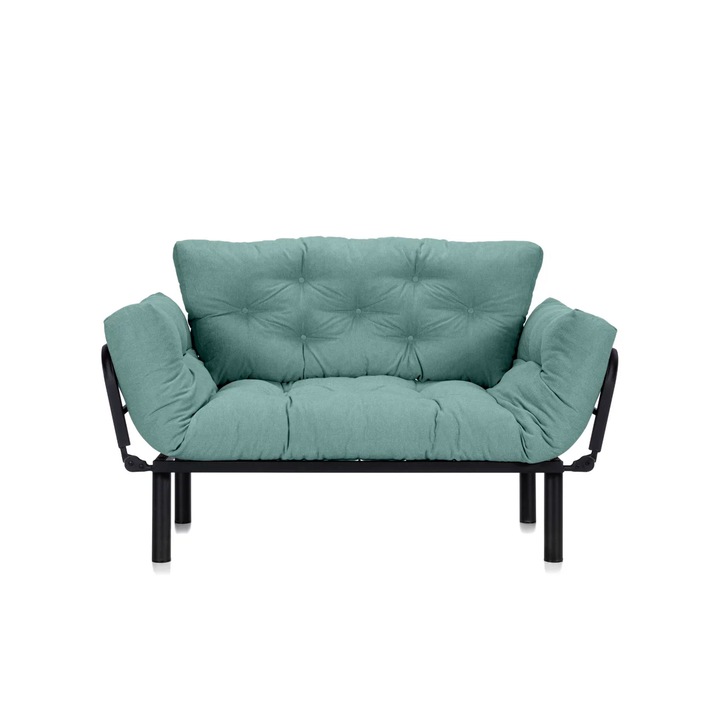 Canapea Extensibila 2 locuri SUNNY, pentru terasa, 155x70x85 cm, cadru metalic, cotiere rabatabile, Menta