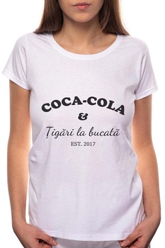 Tricou dama, Tigari La Bucata, 100% Bumbac, W39, Alb Tricou dama, Tigari La Bucata, 100% Bumbac, W39, Alb