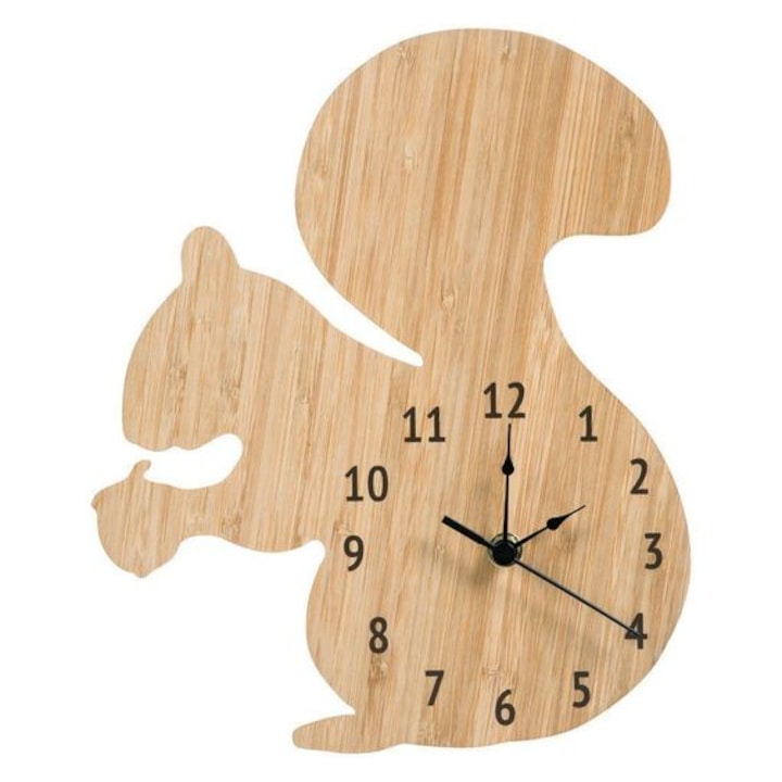 Стенен часовник World of Animals, Катерица, персонализиран, дърво, 30 см