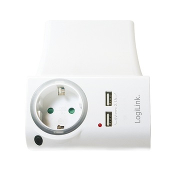 Priza LogilinkPA0165, Schuko x 1, conectare prin Schuko tata, USB x 2, 16 A, suport smartphone, protectie copii, Alb Priza LogilinkPA0165, Schuko x 1, conectare prin Schuko tata, USB x 2, 16 A, suport smartphone, protectie copii, Alb
