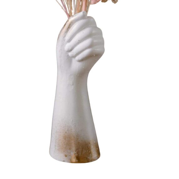 Vaza din ipsos alb cu auriu 7 cm adancime