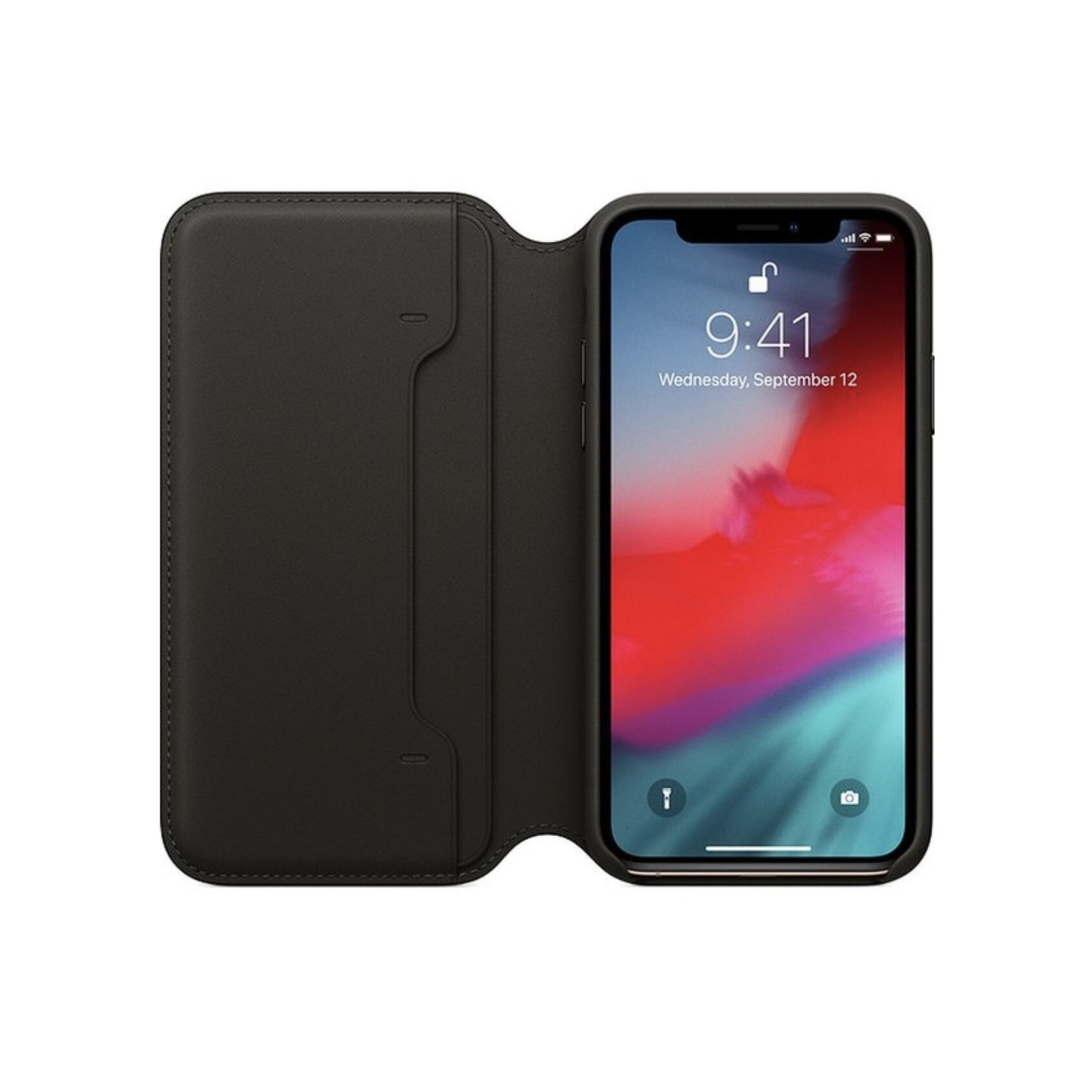 Husa tip carte compatibila cu iPhone Xs Max din piele ecologica, Negru, BBL2205