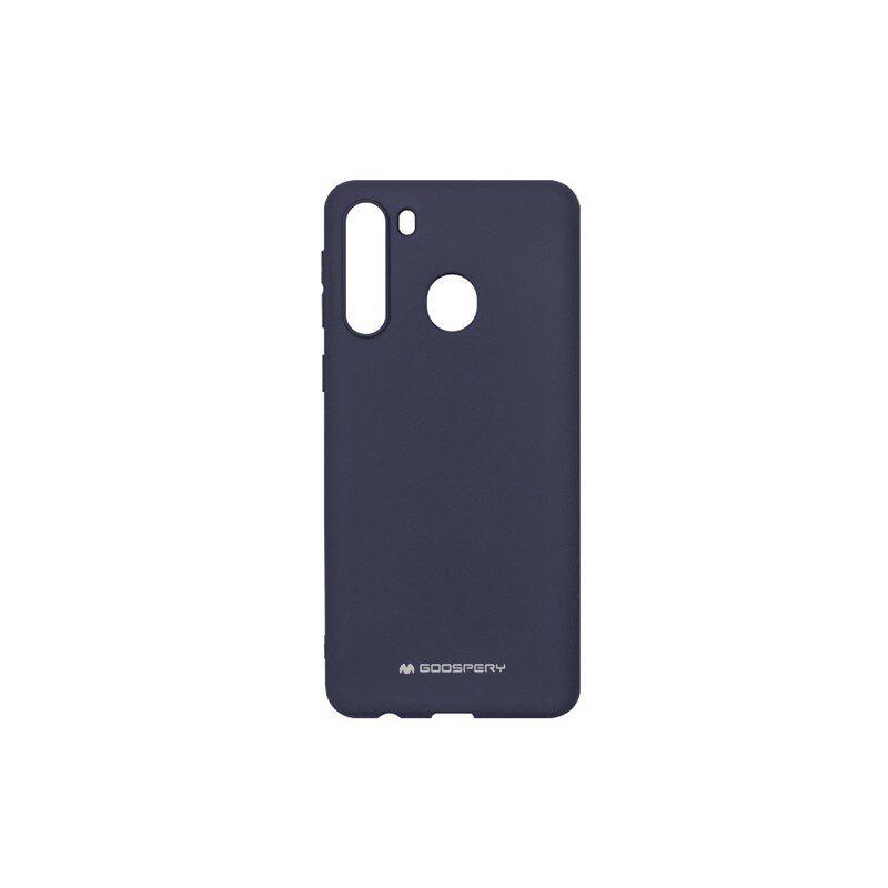 Husa Spate Mercury Goospery Silicone Compatibila Cu Samsung Galaxy A21, Interior Alcantara, Dark Blue