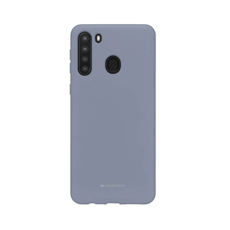 Husa Spate Mercury Goospery Silicone Compatibila Cu Samsung Galaxy A21, Interior Alcantara, Lavender Grey