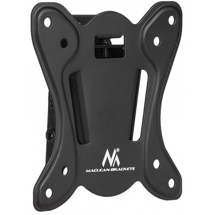Suport perete Maclean MC-715 pentru TV 13-27", max 25 kg, VESA 75x75/100x100, inclinare +3°/-12°, distanta de perete 36 mm, metal negru, constructie solida, set suruburi inclus