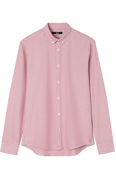 Cămașă Find Oxford pentru bărbați, mâneci lungi, nasturi la guler, Roz pudrat
