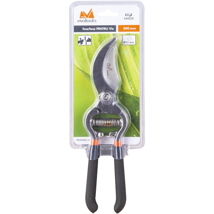 Лозарска ножица Evotools 634020, Професионална, 20 см дължина, 15 мм диаметър на рязане, Soft Grip