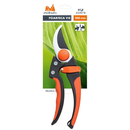 Foarfeca pentru vie cu manere din plastic curbate Evotools 678999, 20 cm lungime, 20 mm diametru taiere