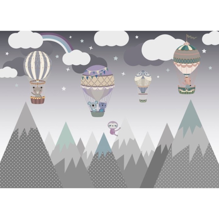 Fototapet desene animale in baloane 360x250cm hartie blueback