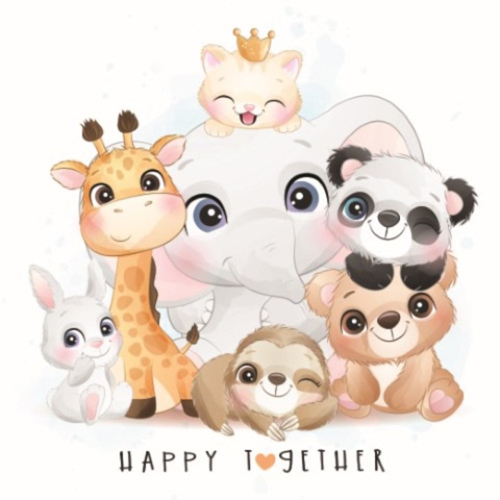 Fototapet desene animale happy 300x200cm hartie blueback