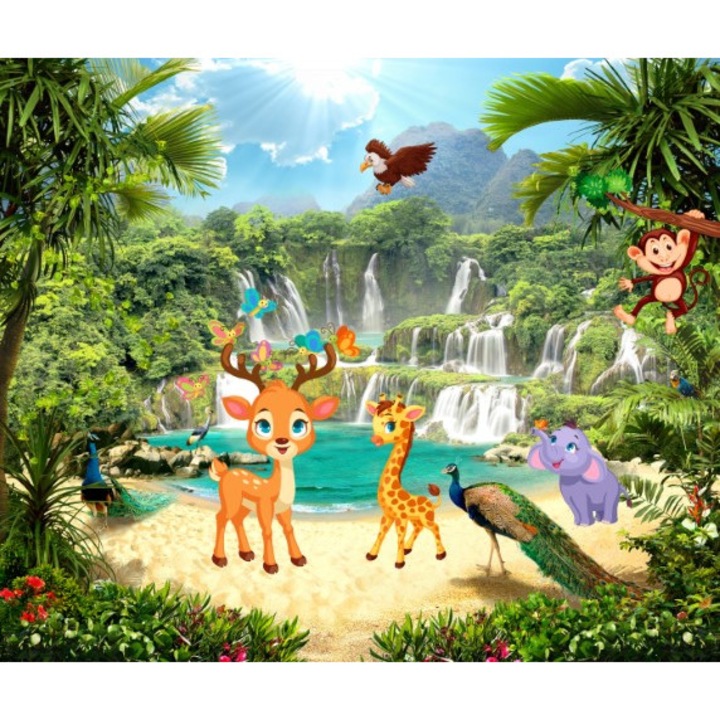 Fototapet desene animale in natura 300x200cm hartie blueback