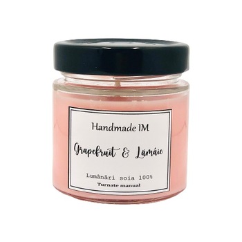 Lumanare parfumata din ceara de soia, Handmade IM, Grapefruit si lamaie, 170 g Lumanare parfumata din ceara de soia, Handmade IM, Grapefruit si lamaie, 170 g