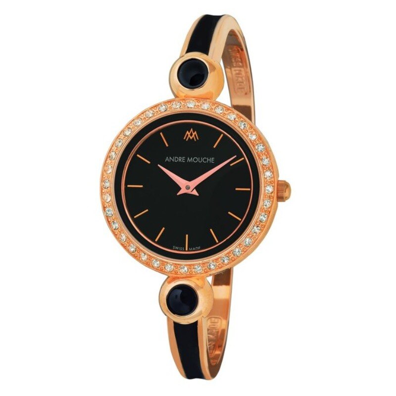 Ceas analogic pentru femei, Andre Mouche, 454-04041, Quartz, 29 mm, Auriu rose/Negru