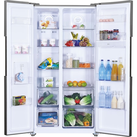 Side by side Candy CHSBSO 6174XWD, 529 litri, Clasa E, Total No frost, Dozator de apa, H 177 cm, Inox