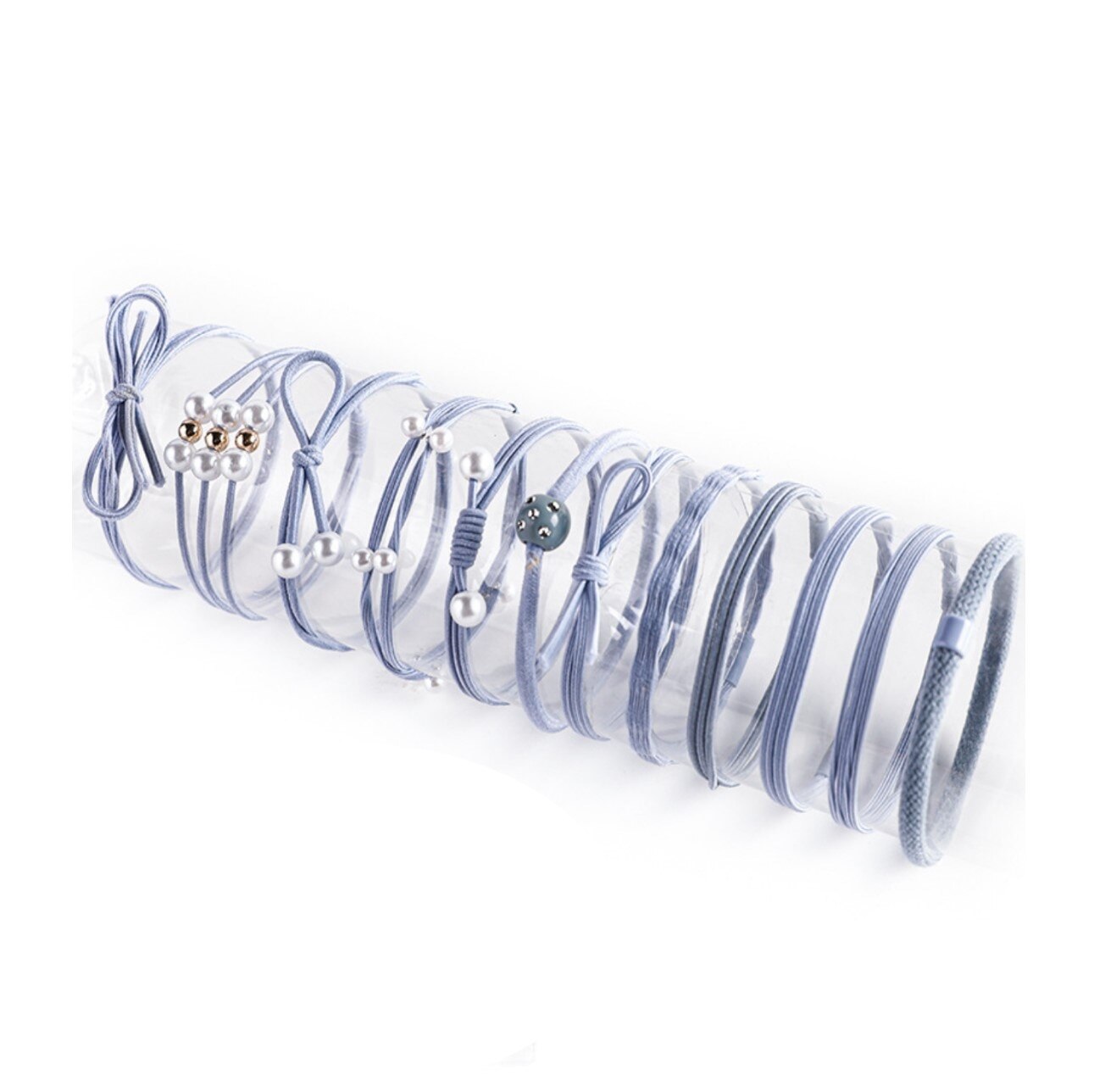 Set 12 elastice de par Pili-Paradise, Albastru