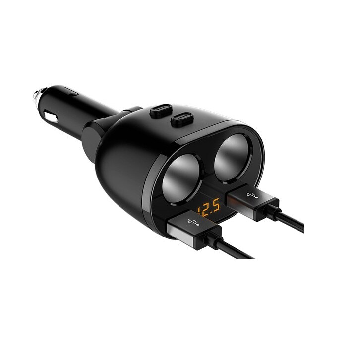 Incarcator auto 2XUSB 1x2.4A si 1x1A si priza bricheta auto cu afisaj tensiune/putere Led