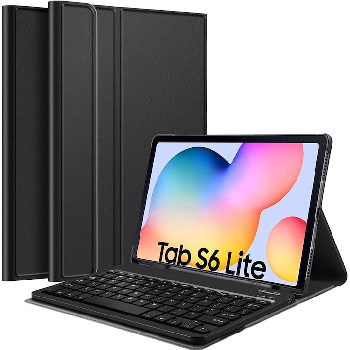 Калъф с клавиатура Yi Ran, Съвместим с Samsung Galaxy Tab S6 Lite 10.4" P610 / 615, Черен