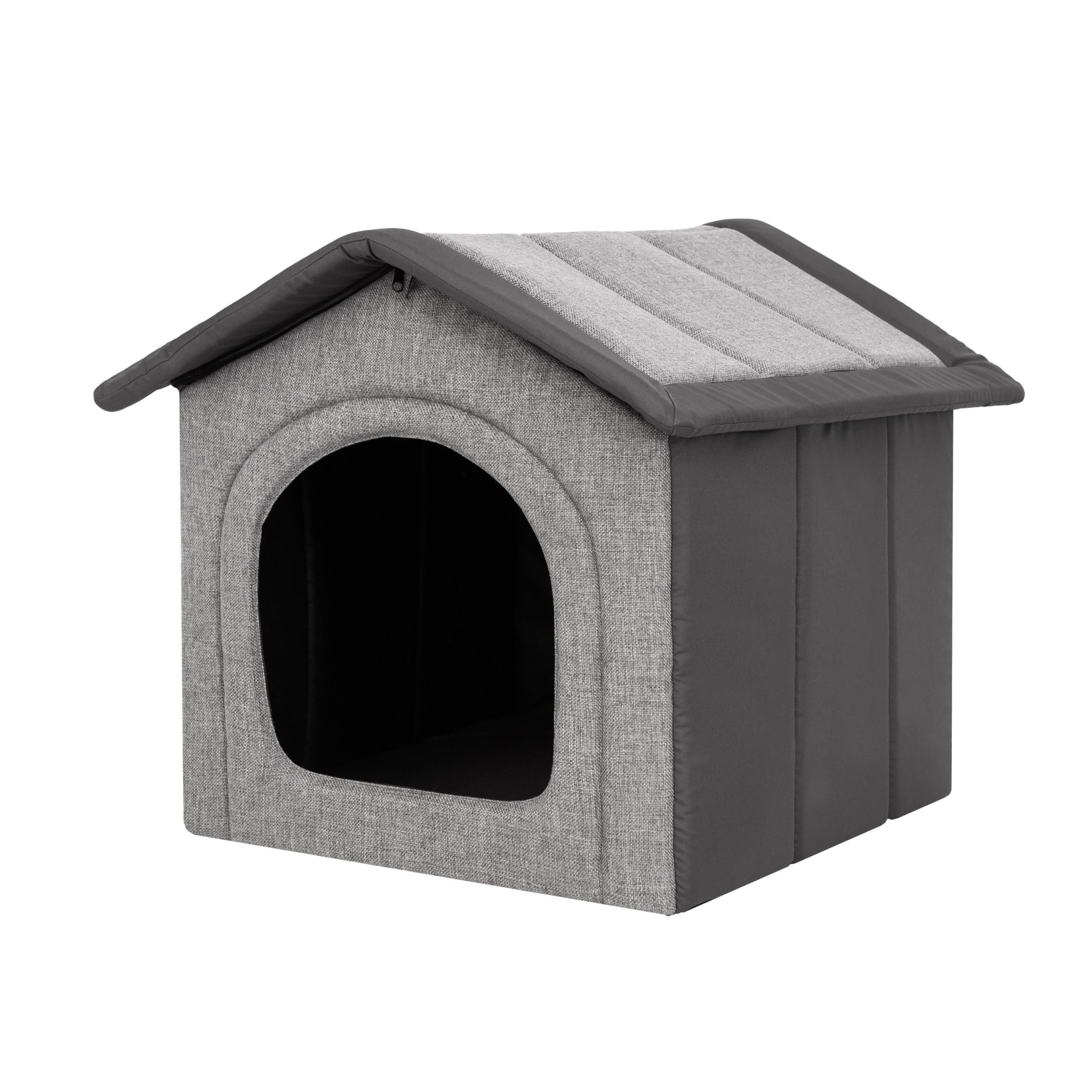 Casuta pentru animale de companie, HobbyDog Inarii, Gri deschis, grafit, 70x60x63 cm