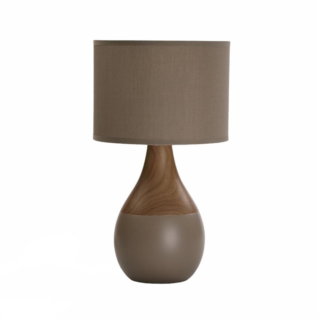 Veioza camera baza ceramica cu abajur textil, Versa Home, Taupe, 39 cm