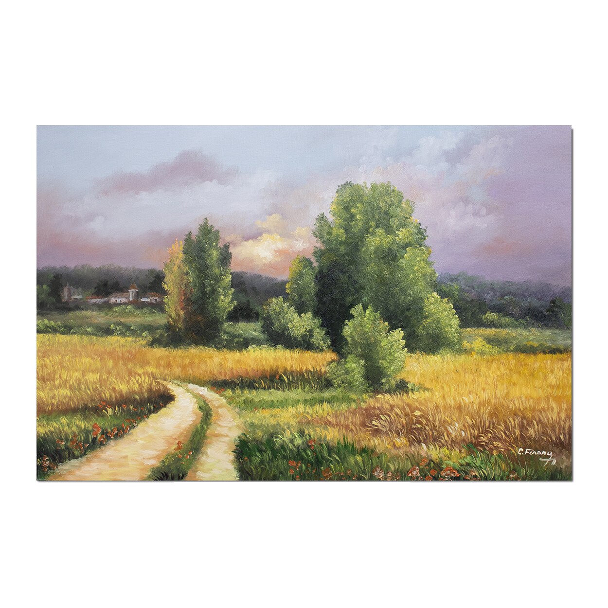 Tablou gigant living, dormitor pictat manual - O zi minunata - 120x80cm ulei pe panza