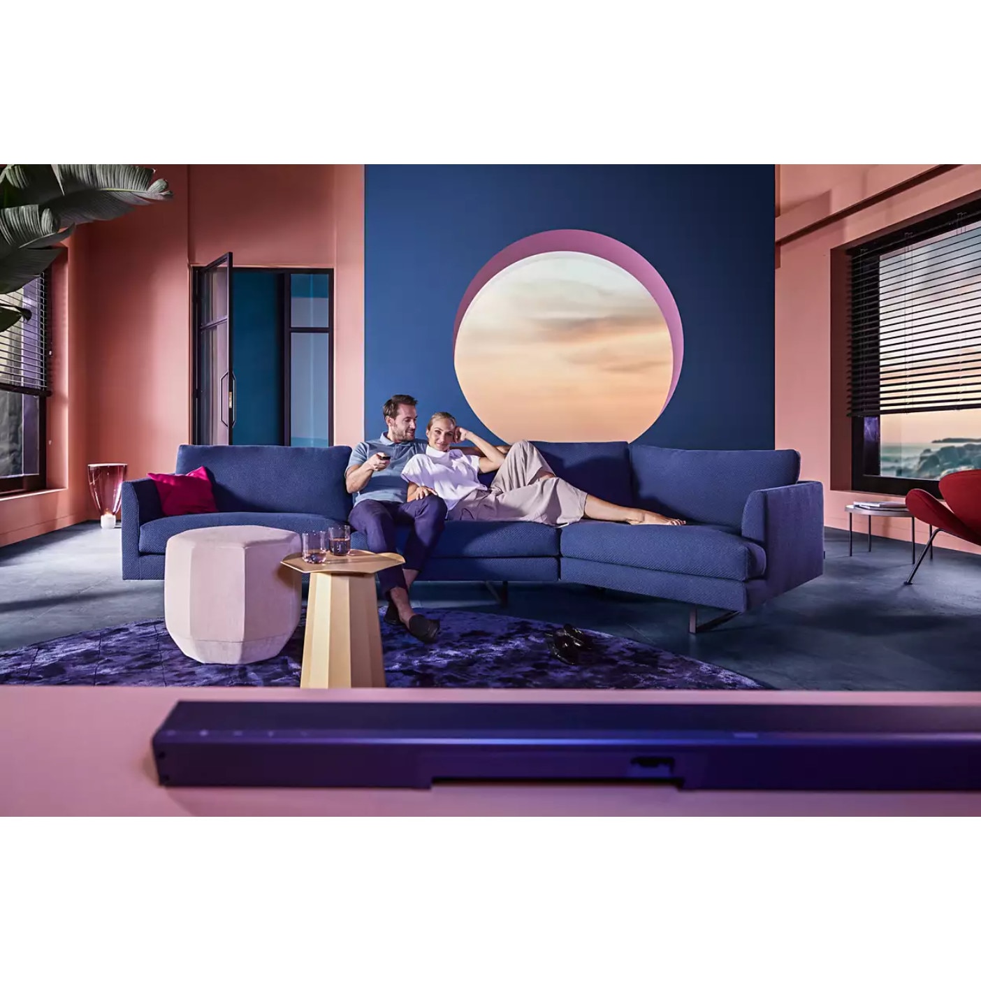 Soundbar Philips 3.1 cu subwoofer wireless si Compatibila cu DTS Play-FI, 1 woofer de 6,5", 300 W RMS, Dolby Atmos, Google Asistant/Alexa, Negru