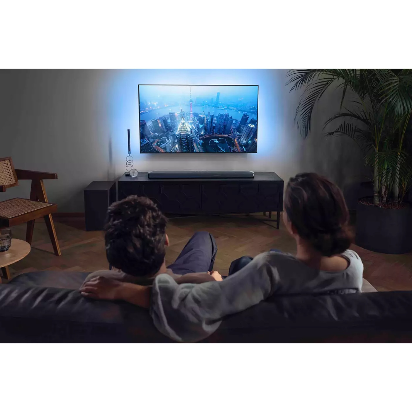 Soundbar Philips 5.1.2 cu Subwoofer Wireless, Dolby Atmos si IMAX Enhanced, DTS Play-FI, 8", Bluetooth 4.2, Spotify Connect, 410 W, Asistenti Vocali, Negru