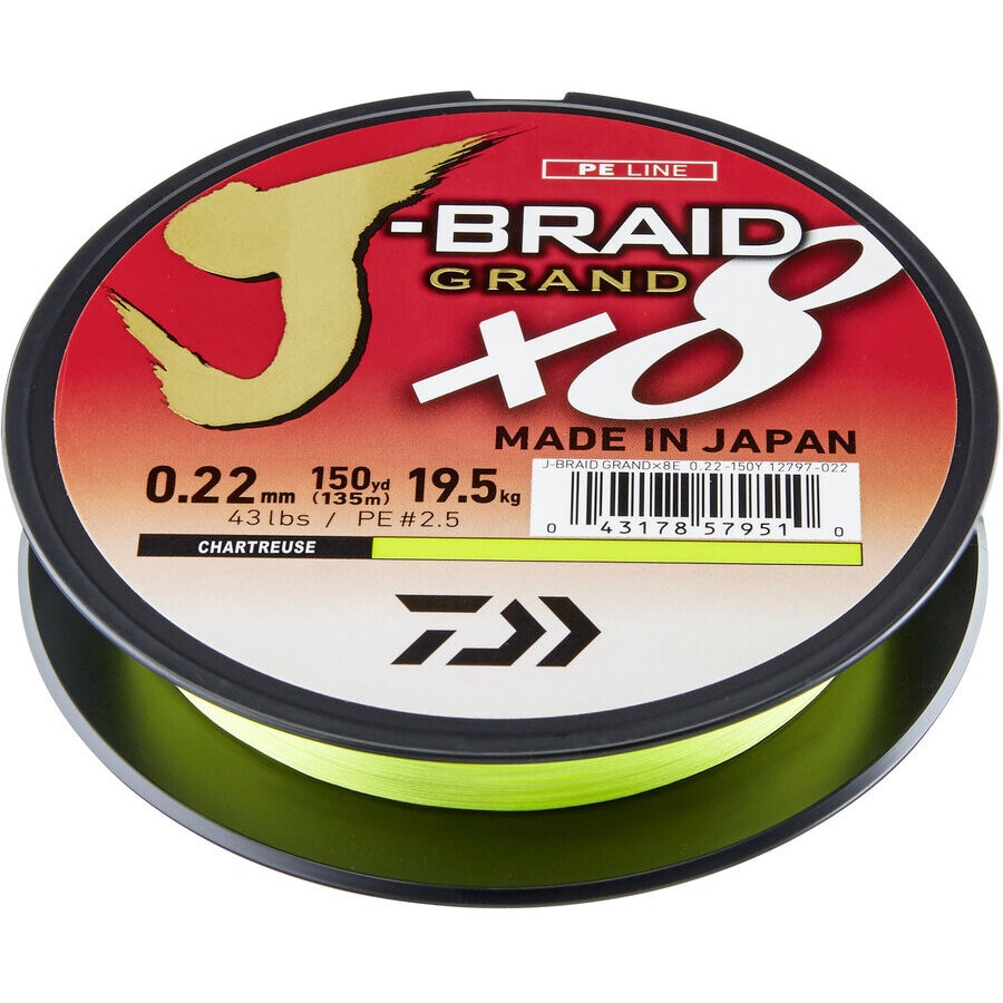 Fir Daiwa J-Braid Grand X8E Chartreusse 0.06mm 5.0Kg 135M Verde