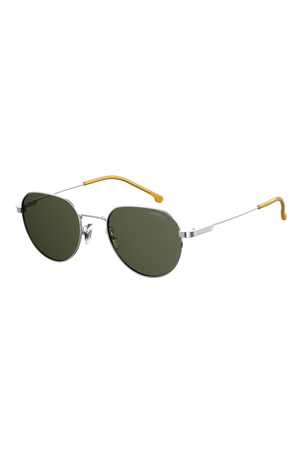 Carrera, Ochelari de soare rotunzi, unisex, cu detalii logo, Argintiu/Verde/Galben, 48-19-135 Standard