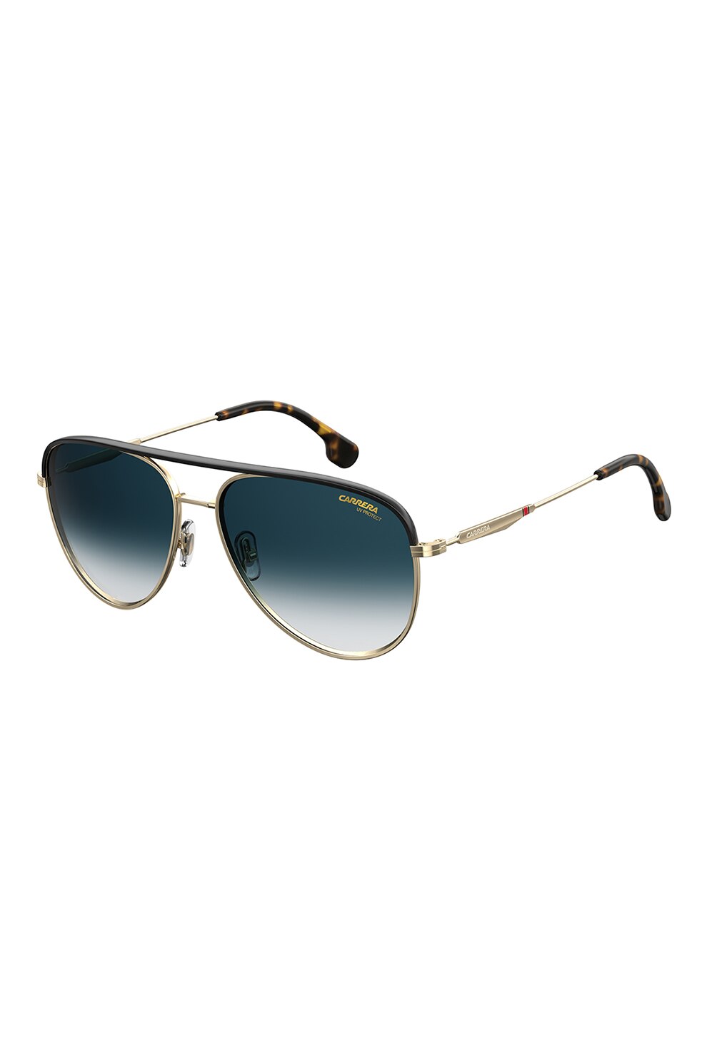 Carrera, Ochelari de soare unisex, aviator, cu lentile in degrade, Auriu/Albastru, 58-15-145 Standard