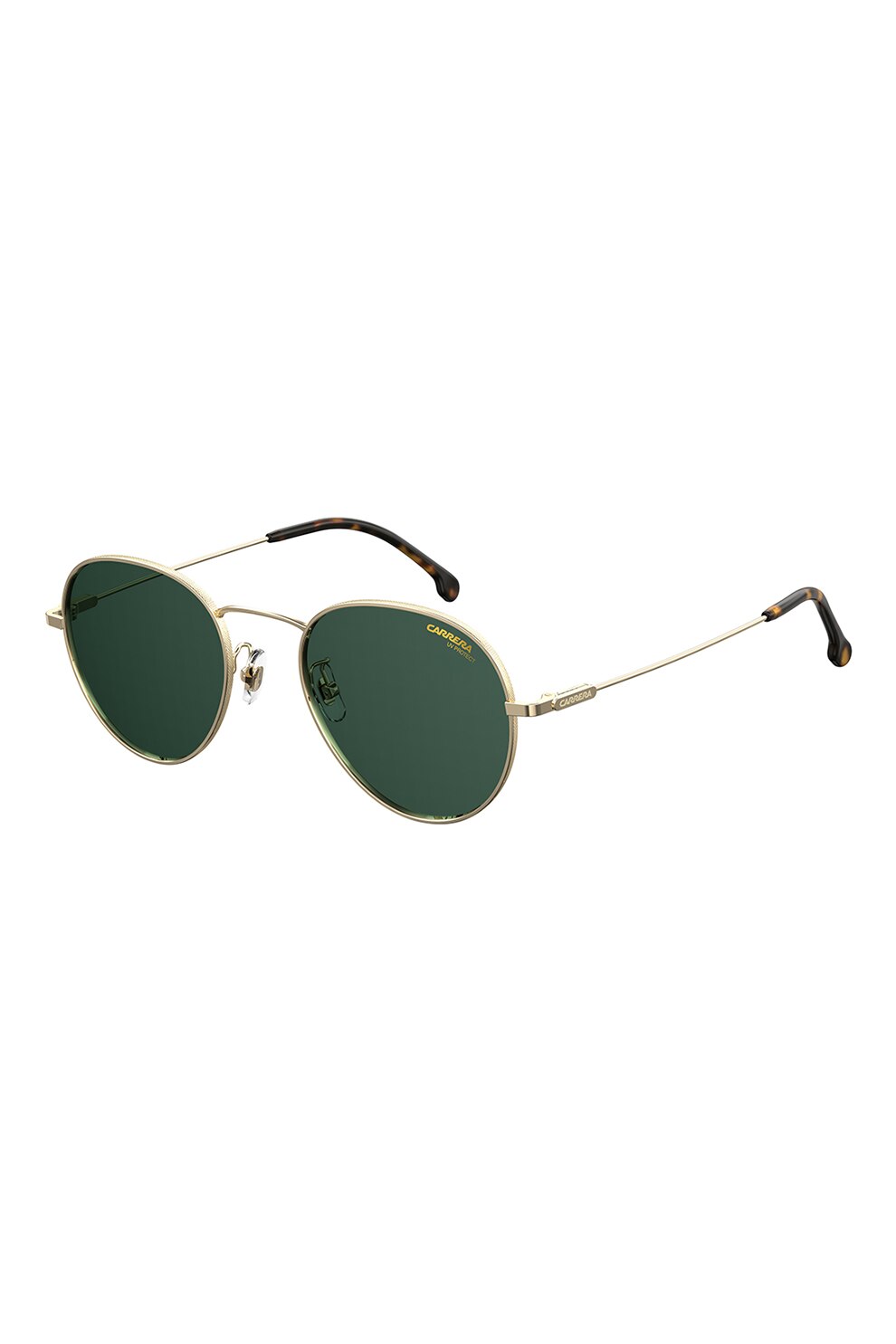 Carrera, Ochelari de soare rotunzi, unisex, cu detalii logo, Auriu/Verde inchis, 51-20-145 Standard