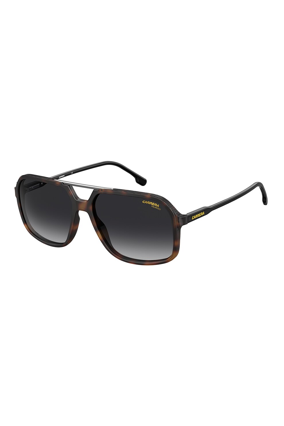 Carrera, Ochelari de soare patrati, unisex, polarizati, Maro inchis tortoise/Negru, 59-16-145 Standard