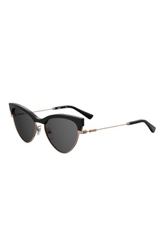 Moschino, Ochelari de soare cat-eye cu lentile uni, Negru/Auriu rose, 55-17-140 Standard Moschino, Ochelari de soare cat-eye cu lentile uni, Negru/Auriu rose, 55-17-140 Standard