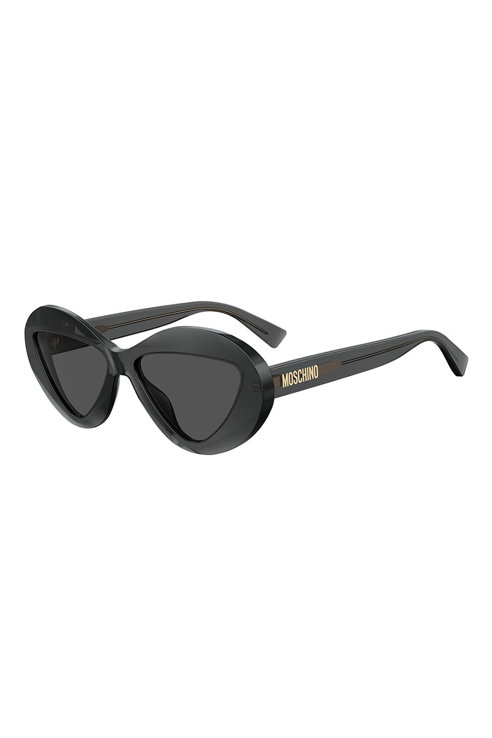 Moschino, Ochelari de soare ovali cu lentile uni, Gri inchis, 55-16-140 Standard