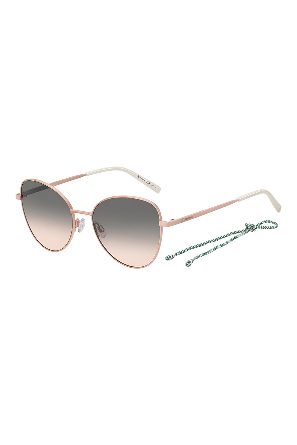 M Missoni, Ochelari de soare aviator cu rama metalica, Roz/Gri, 55-17-140 Standard
