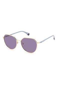 Polaroid, Ochelari de soare polarizati cu lentile uni, Auriu/lila, 59-17-150 Standard Polaroid, Ochelari de soare polarizati cu lentile uni, Auriu/lila, 59-17-150 Standard