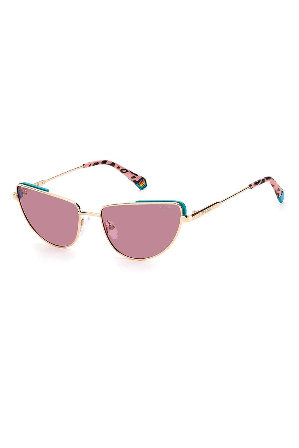 Polaroid, Ochelari de soare cat-eye polarizati, Auriu/Roz/Albastru, 57-17-145 Standard
