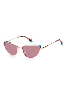 Polaroid, Ochelari de soare cat-eye polarizati, Auriu/Roz/Albastru, 57-17-145 Standard Polaroid, Ochelari de soare cat-eye polarizati, Auriu/Roz/Albastru, 57-17-145 Standard