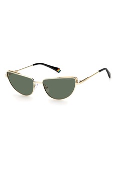 Polaroid, Ochelari de soare cat-eye polarizati, Auriu/Verde, 57-17-145 Standard Polaroid, Ochelari de soare cat-eye polarizati, Auriu/Verde, 57-17-145 Standard