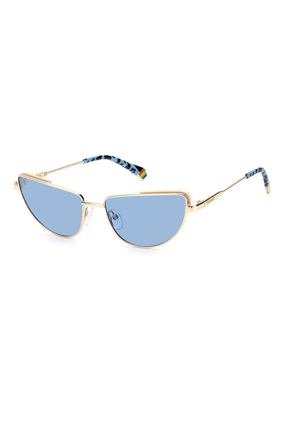 Polaroid, Ochelari de soare cat-eye polarizati, Auriu/Albastru, 57-17-145 Standard