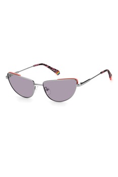 Polaroid, Ochelari de soare cat-eye polarizati, Argintiu/violet prafuit, 57-17-145 Standard Polaroid, Ochelari de soare cat-eye polarizati, Argintiu/violet prafuit, 57-17-145 Standard