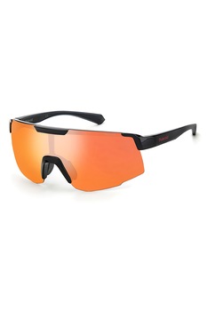 Polaroid, Ochelari de soare shield unisex polarizati, Negru/Oranj, 99-01-125 Standard Polaroid, Ochelari de soare shield unisex polarizati, Negru/Oranj, 99-01-125 Standard