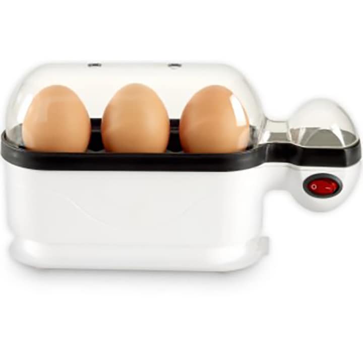 Fierbator de oua Trisa Eggolino 380 W, capacitate 3 oua, 3 niveluri de fierbere, antiaderent, design Slim