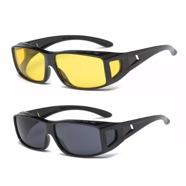 Set 2 perechi ochelari de soare, Condus, Polarizati, ziua/noapte Nevermore™ Unisex UV400