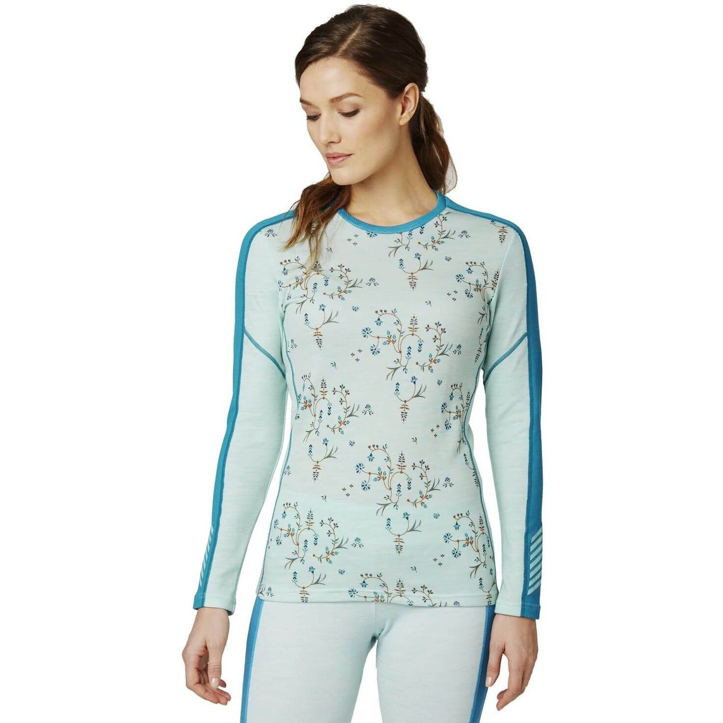 Bluza sport dama, Helly Hansen W Hh Lifa Merino Graphic Crew, Albastru Deschis, L