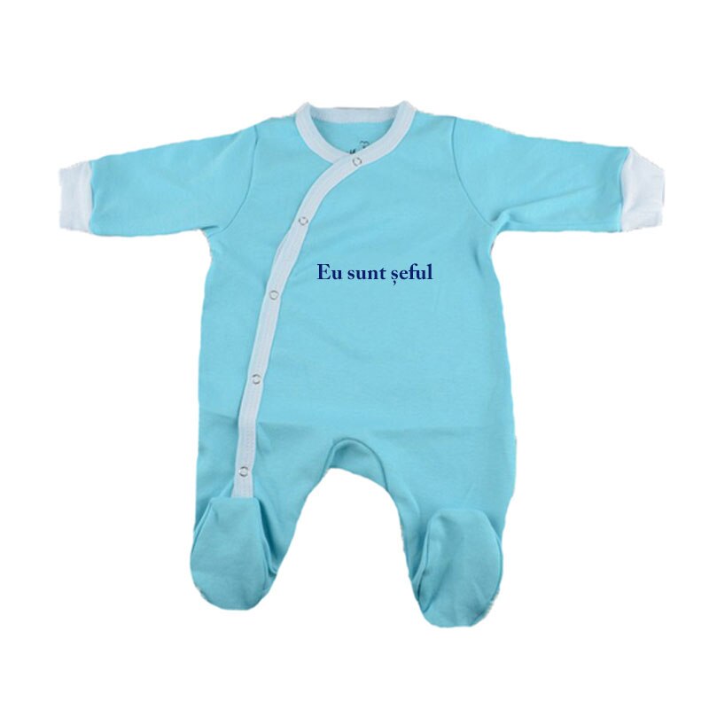 Salopeta cu maneca lunga pentru baieti Pifou Model 32 M32-T-1, Turcoaz 50 CM