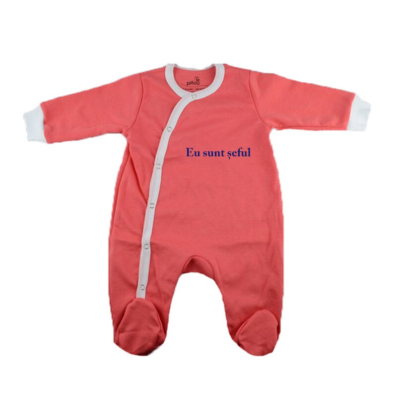 Salopeta cu maneca lunga pentru baieti Pifou Model 32 M32-CO2-1, Coral 62 CM